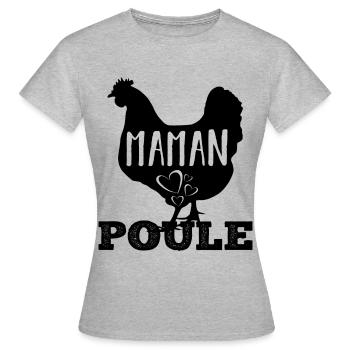 Maman poule humour maman cadeau fête des mères - T-shirt Femme - gris chiné - Devant - AI Model Female 172 dark (172cm)