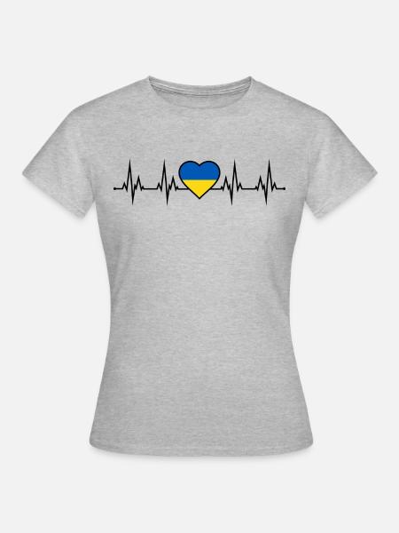 Ukraine heartbeat ECG flag love heart Ukraine - Women's T-Shirt - heather grey