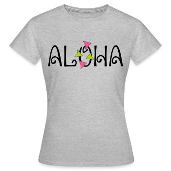 ALOHA - Frauen T-Shirt - Grau meliert - Vorne - AI Model Female 172 dark (172cm)