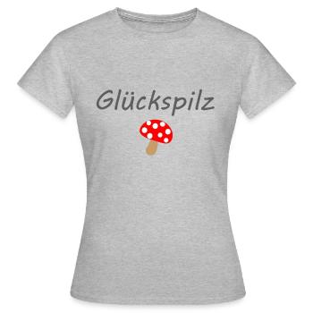 Glückspilz - Frauen T-Shirt - Grau meliert - Vorne - AI Model Female 172 dark (172cm)