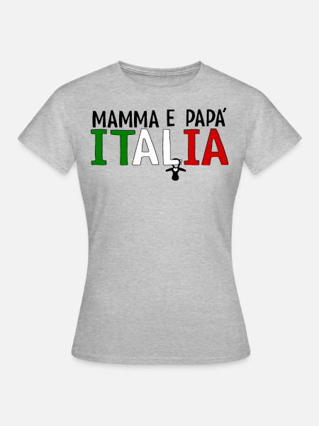 Mamma e papa Italia - Frauen T-Shirt - Grau meliert