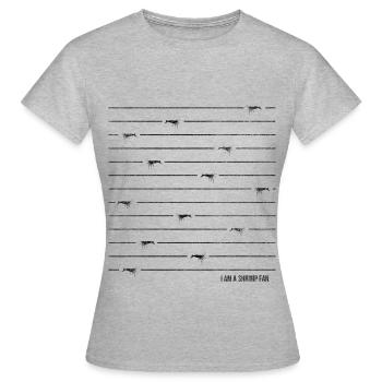 Shrimp - Shrimp fan Stripes - Frauen T-Shirt - Grau meliert - Vorne - AI Model Female 172 dark (172cm)