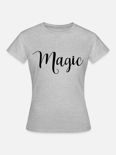 Schriftzug Magic schwarz - Frauen T-Shirt - Grau meliert