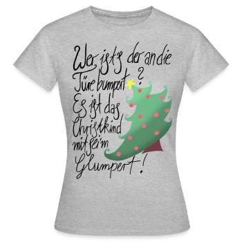 Christkind Glumpert - Frauen T-Shirt - Grau meliert - Vorne - AI Model Female 172 dark (172cm)