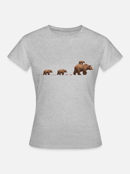 Bärenspur Mama Bär 3 Kinder Papa Bärenspuren Bären - Dame-T-shirt - grå meleret