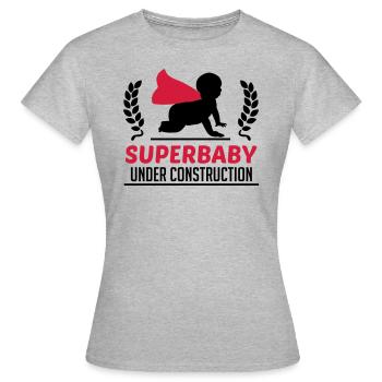Superbaby under construction - T-shirt Femme - gris chiné - Devant - AI Model Female 172 dark (172cm)