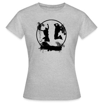 Sauter de joie - Joy of Life Black - T-shirt Femme - gris chiné - Devant - AI Model Female 172 dark (172cm)
