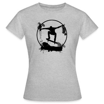 Skateboard Love Love Noir - T-shirt Femme - gris chiné - Devant - AI Model Female 172 dark (172cm)