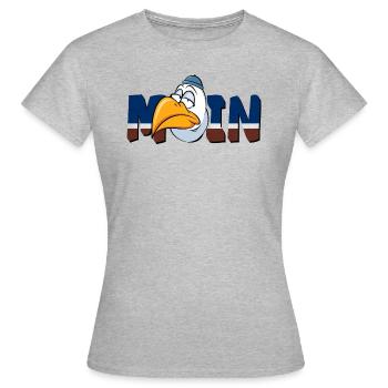 Moin Moin mit Möwe | Morgenmuffel - Frauen T-Shirt - Grau meliert - Vorne - AI Model Female 172 dark (172cm)