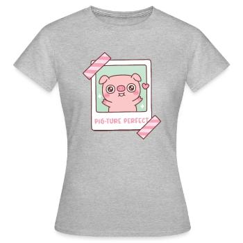 Mignon Cochon Cochon-ture Image Parfaite Photo Jeu de mots - T-shirt Femme - gris chiné - Devant - AI Model Female 172 dark (172cm)
