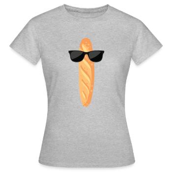 Lustiges Baguette Mit Sonnenbrille - Frauen T-Shirt - Grau meliert - Vorne - AI Model Female 172 dark (172cm)