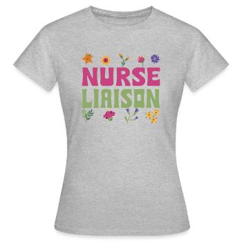 Fraternity Flower Design Care - Women's T-Shirt - heather grey - Front - AI Model Female 172 dark (172cm)