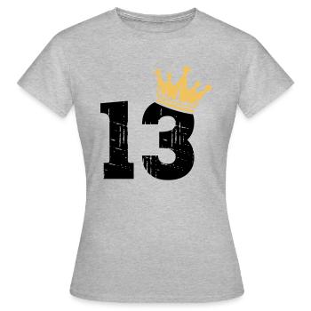 13 Krone 13. Geburtstag 13 Jahre - Frauen T-Shirt - Grau meliert - Vorne - AI Model Female 172 dark (172cm)