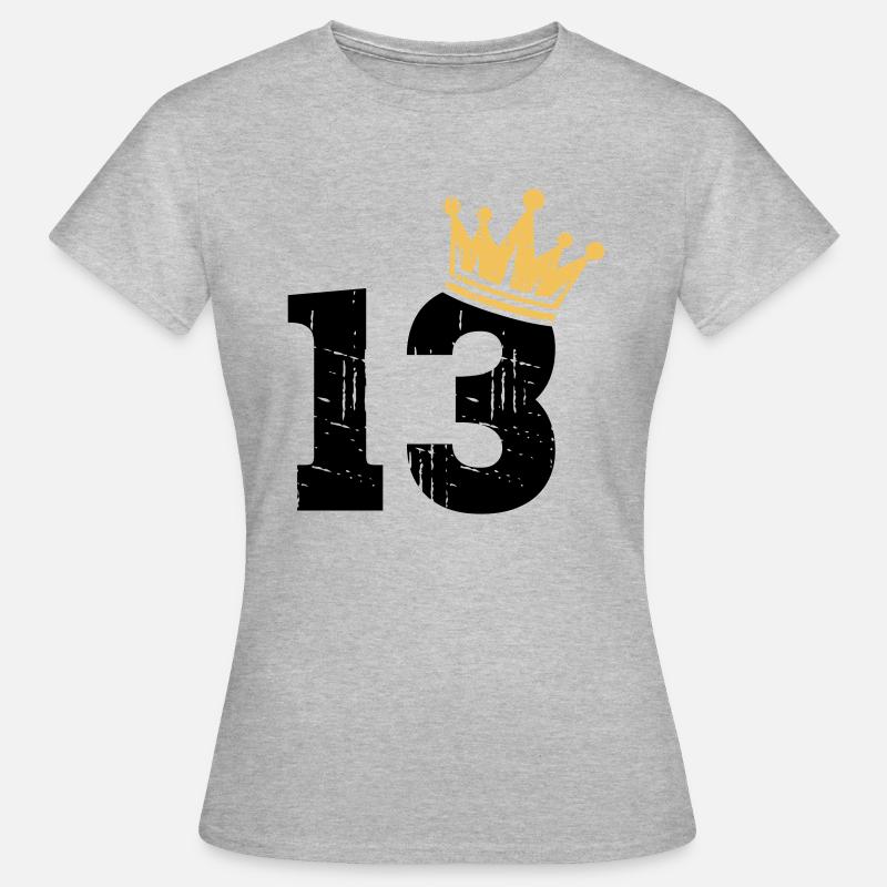 13 Krone 13. Geburtstag 13 Jahre - Dame-T-shirt - grå meleret