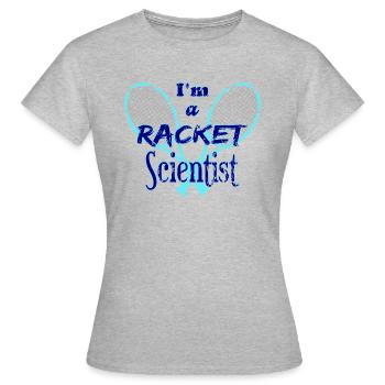 Tennis T-Shirt Racket Scientist Blue - Frauen T-Shirt - Grau meliert - Vorne - AI Model Female 172 dark (172cm)