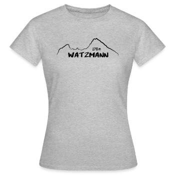 Der Watzmann Kontur Berg Königssee Wanderer - Frauen T-Shirt - Grau meliert - Vorne - AI Model Female 172 dark (172cm)