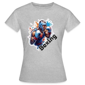Boxer / Sport / Kampf / Arena / Boxring / Fäuste - Frauen T-Shirt - Grau meliert - Vorne - AI Model Female 172 dark (172cm)