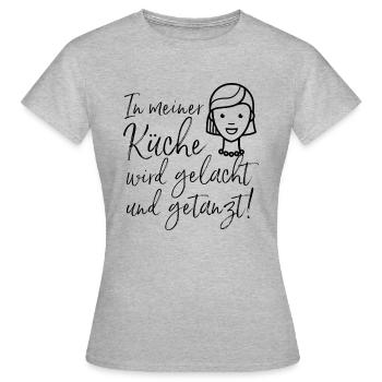 In meiner Küche wird gelacht und getanzt / Familie - Frauen T-Shirt - Grau meliert - Vorne - AI Model Female 172 dark (172cm)