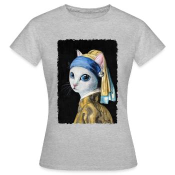 Cat with a Pearl Earring - Women's T-Shirt - heather grey - Front - AI Model Female 172 dark (172cm)