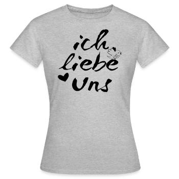 Ich liebe uns, lustige Sprüche, Valentinstag, Herz - Frauen T-Shirt - Grau meliert - Vorne - AI Model Female 172 dark (172cm)