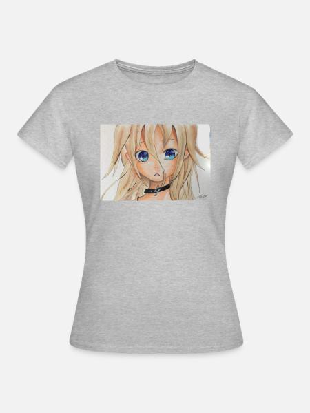 Manga Mädchen - Frauen T-Shirt - Grau meliert