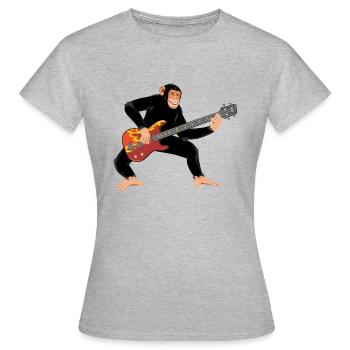 Affe mit E-Bass - Frauen T-Shirt - Grau meliert - Vorne - AI Model Female 172 dark (172cm)