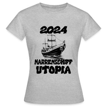 Ship of Fools Utopi 2024 - Dates - T-shirt Femme - gris chiné - Devant - AI Model Female 172 dark (172cm)