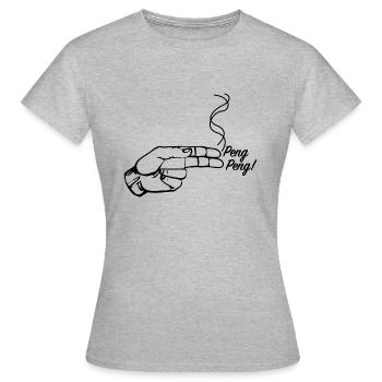 Peng Peng, Hand Pistole lustige Bilder - Frauen T-Shirt - Grau meliert - Vorne - AI Model Female 172 dark (172cm)