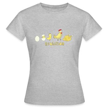 Evolution Oeuf Poulet Rôti Poulet BBQ Barbecue - T-shirt Femme - gris chiné - Devant - AI Model Female 172 dark (172cm)