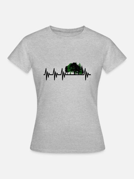 Puls Herzschlag Wald - Frauen T-Shirt - Grau meliert