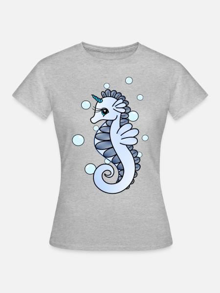 Seepferdchen mit Horn - Frauen T-Shirt - Grau meliert