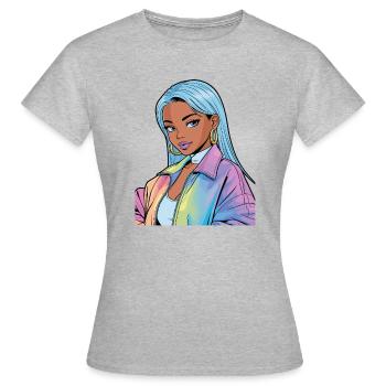 Anime Woman - Women's T-Shirt - heather grey - Front - AI Model Female 172 dark (172cm)