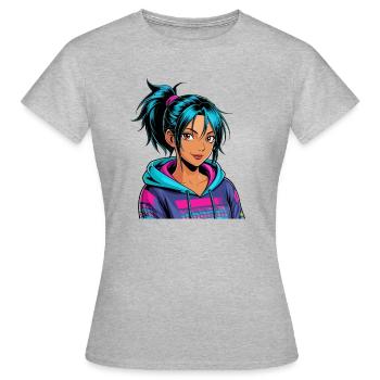 Anime Woman - Women's T-Shirt - heather grey - Front - AI Model Female 172 dark (172cm)
