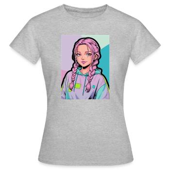 Anime Woman - Women's T-Shirt - heather grey - Front - AI Model Female 172 dark (172cm)