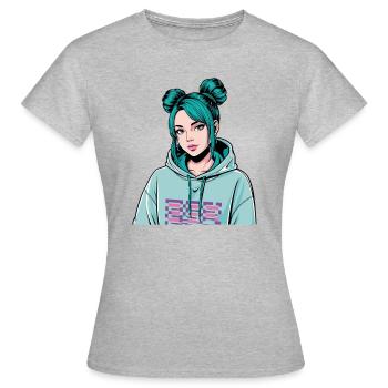 Anime Woman - Women's T-Shirt - heather grey - Front - AI Model Female 172 dark (172cm)