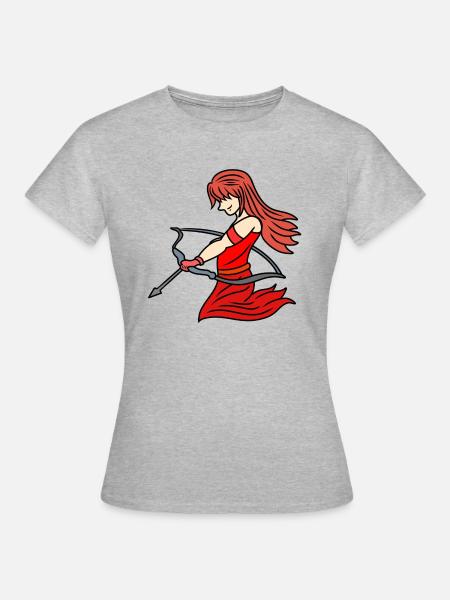 Beautiful archer girl in red - Women's T-Shirt - heather grey