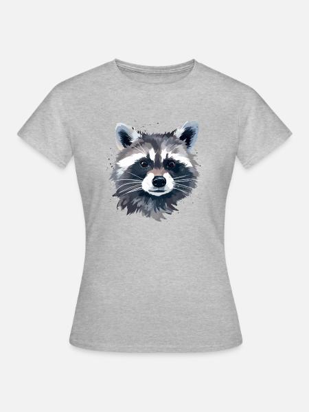 Süßer Waschbär - Frauen T-Shirt - Grau meliert