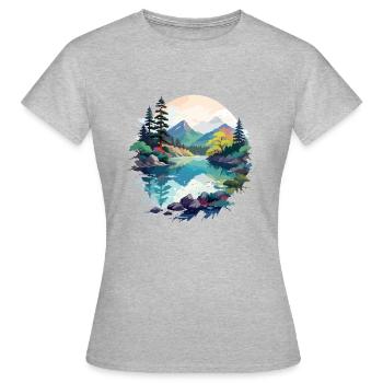 Ruhige Landschaft Ruhig Beschauliche Natur Im Freien - Frauen T-Shirt - Grau meliert - Vorne - AI Model Female 172 dark (172cm)