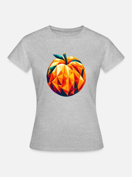 Geometrische Aprikose: Low-Poly-Fruchtkunst - Frauen T-Shirt - Grau meliert