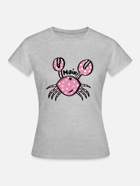 Rosa Krabbe Moin - Frauen T-Shirt - Grau meliert