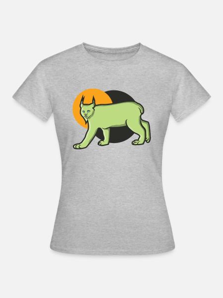 Raubtier Luchs in der Wüste - Frauen T-Shirt - Grau meliert