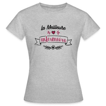 meilleure infirmiere - T-shirt Femme - gris chiné - Devant - AI Model Female 172 dark (172cm)