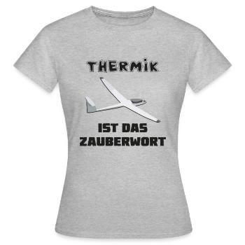 thermik ist das zauberwort - Frauen T-Shirt - Grau meliert - Vorne - AI Model Female 172 dark (172cm)