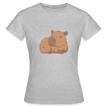 Capybara liegend und entspannend - Frauen T-Shirt - Grau meliert - Vorne - AI Model Female 172 dark (172cm)