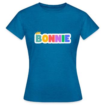 Bonnie! Personalisierbar - Frauen T-Shirt - Antikblaues Saphir meliert - Vorne - AI Model Female 172 dark (172cm)