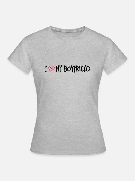 I Love My Boyfriend - T-shirt Femme - gris chiné