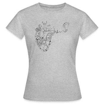 Gleitschirm paragliding Leidenschaft Herz - Frauen T-Shirt - Grau meliert - Vorne - AI Model Female 172 dark (172cm)