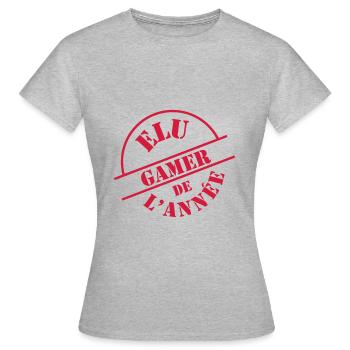 Elu Gamer de l'année - T-shirt Femme - gris chiné - Devant - AI Model Female 172 dark (172cm)