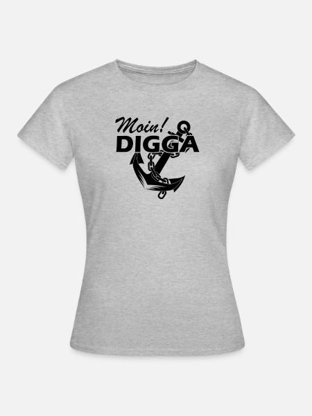 Moin Digga Anker - Frauen T-Shirt - Grau meliert