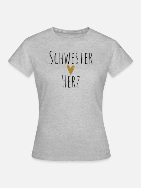 Schwester Herz Geschenk Schwestern - Frauen T-Shirt - Grau meliert
